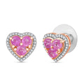 D'Joy Ilakaka Hot Pink Sapphire (FF) and White Zircon 3.00 ctw Lustrous Heart Earrings in 18K Vermeil Rose Gold Over Sterling Silver - Sticky add to cart bar