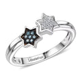 Luxuriant Lab Grown Blue Diamond (IR), Lab Grown Diamond Ring in Rhodium Over Sterling Silver (Size 10.0) 0.08 ctw - Sticky add to cart bar