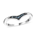 Luxuriant Lab Grown Blue Diamond (IR) 0.07 ctw Chevron Ring in Rhodium Over Sterling Silver (Size 10.0) - Sticky add to cart bar