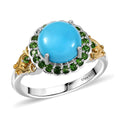 D'Joy Premium Sleeping Beauty Turquoise and Chrome Diopside 2.80 ctw Ring in 18K Vermeil YG and Rhodium Over Sterling Silver (Size 10.0) - Sticky add to cart bar