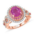 D'Joy Ilakaka Hot Pink Sapphire (FF) and Multi Gemstone 3.65 ctw Ring in 18K Vermeil Rose Gold Over Sterling Silver (Size 10.0) - Sticky add to cart bar