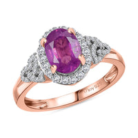 D'Joy Ilakaka Hot Pink Sapphire (FF) and White Zircon 2.30 ctw Eternal Bloom Ring in 18K Vermeil Rose Gold Over Sterling Silver