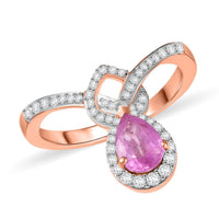 D'Joy Ilakaka Hot Pink Sapphire (FF), Moissanite Eternal knot Ring in 18K Vermeil RG Over Sterling Silver (Size 10.0) 1.35 ctw
