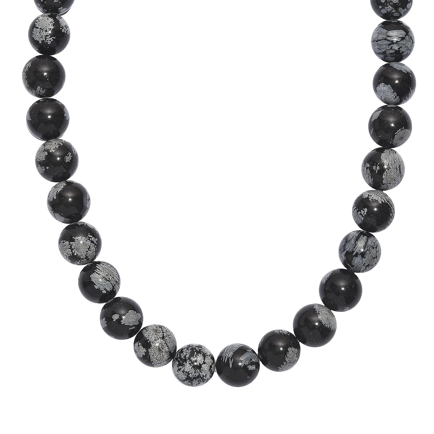 Snow Flake Obsidian 260.00 ctw Beaded Necklace in Platinum Bond 18 Inches