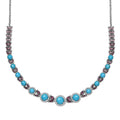 D'Joy Premium Sleeping Beauty Turquoise and Multi Gemstone 21.90 ctw Azure Bloom Necklace in Rhodium Over Sterling Silver 18 Inches - Sticky add to cart bar
