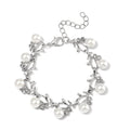 White Shell Pearl, Austrian Crystal Bracelet in Silvertone (6.50-8.50In) - Sticky add to cart bar