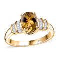 Luxoro 10K Yellow Gold Premium Golden Tanzanite, White Diamond (I2) (0.22 cts) Paper Swirls Ring (Size 10.0) 2.40 ctw - Sticky add to cart bar