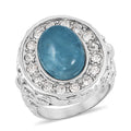 Aquamarine and Simulated Diamond 3.30 ctw Ring in Stainless Steel (Size - Sticky add to cart bar