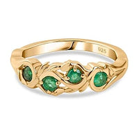 Kagem Zambian Emerald 0.34 ctw Ring in Vermeil Yellow Gold Over Sterling Silver (Size 10)