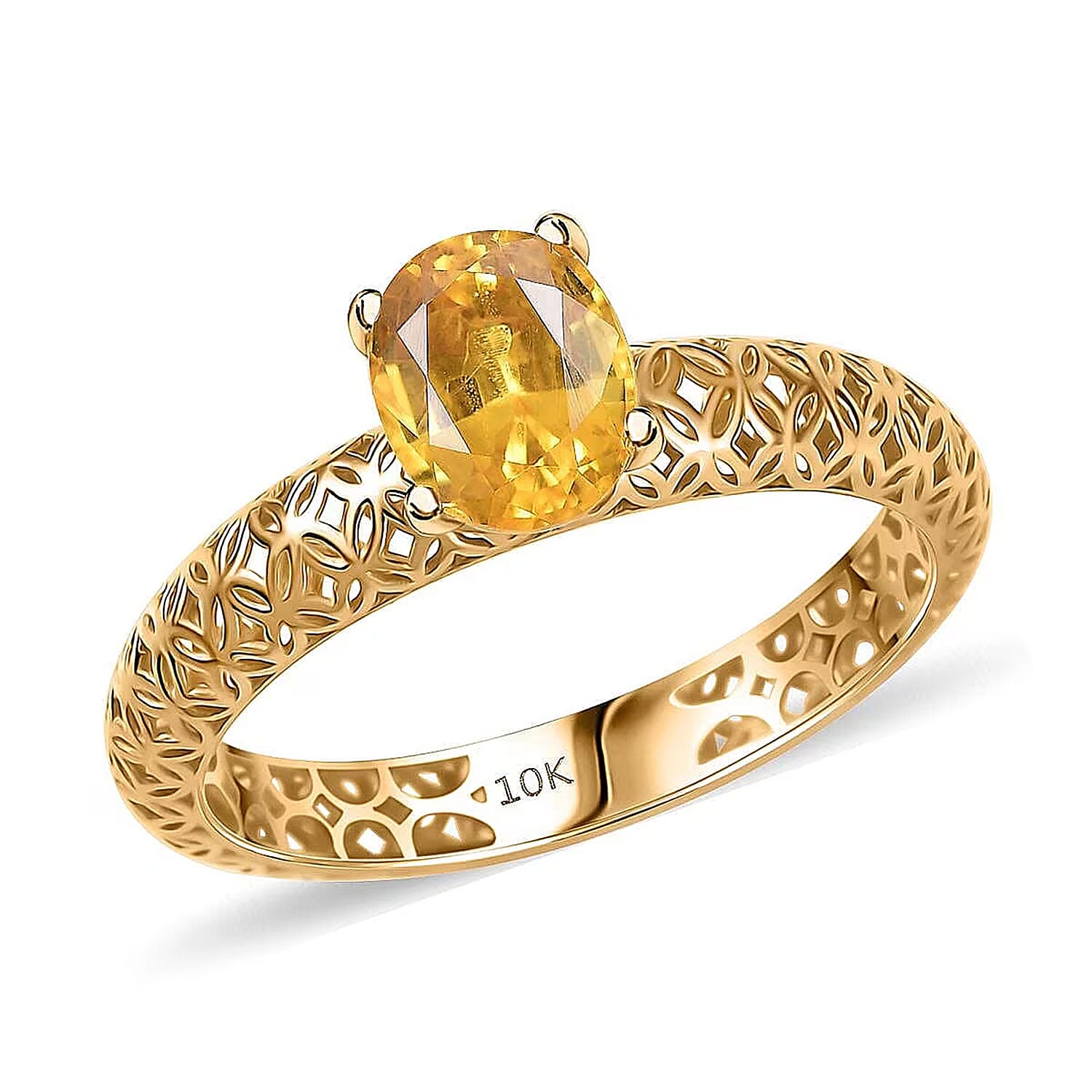 Mirage Collection 10K Yellow Gold Premium Madagascar Yellow Sapphire Solitaire Ring (Size 10.0) 1.50 ctw