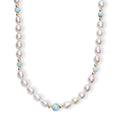 Freshwater Pearl and Larimar 8.00 ctw Necklace in 18K Vermeil Yellow Gold Over Sterling Silver 18 Inches - Sticky add to cart bar