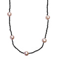Freshwater Pearl and Thai Black Spinel 15.00 ctw Necklace in Rhodium Over Sterling Silver 24 Inches - Sticky add to cart bar