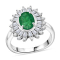 Premium Kagem Zambian Emerald and Moissanite 1.65 ctw Eternal Light Ring in Rhodium Over Sterling Silver - Sticky add to cart bar