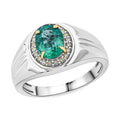 Luxoro 10K White Gold AAA Kagem Zambian Emerald, Natural Yellow Diamond (I2) Mens Ring (Size 10.0) 2.00 ctw - Sticky add to cart bar
