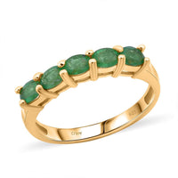 Premium Kagem Zambian Emerald 5 Stone Ring in 18K Vermeil YG Over Sterling Silver (Size 10.0) 0.80 ctw