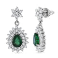Premium Kagem Zambian Emerald and Moissanite 2.40 ctw Forest Bloom Earrings in Rhodium Over Sterling Silver - Sticky add to cart bar