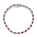 Red Sapphire, Moissanite Bracelet in Rhodium Over Sterling Silver (6.50 In) 5.60 ctw - Sticky add to cart bar