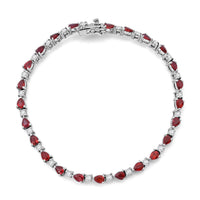 Red Sapphire, Moissanite Bracelet in Rhodium Over Sterling Silver (6.50 In) 5.60 ctw