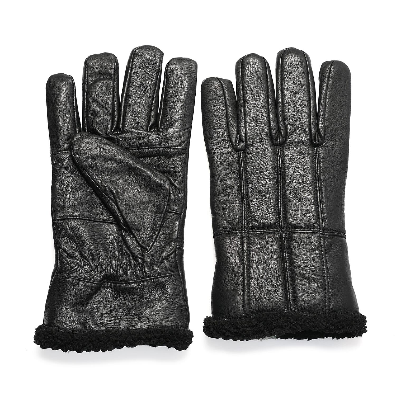 Black 100% Genuine Leather Gloves 26x12 Inches