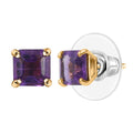 D'Joy AAA African Amethyst 2.00 ctw Solitaire Stud Earrings in 18K Vermeil Yellow Gold Godl Over Sterling Silver - Sticky add to cart bar