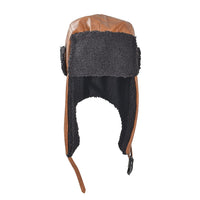 Livmore Black Faux Leather Trapper Hat (12.2"×12.2")