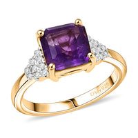 D'Joy AAA African Amethyst and White Zircon 3.10 ctw Ring in 18K Vermeil Yellow Gold Over Sterling Silver (Size 10.0)
