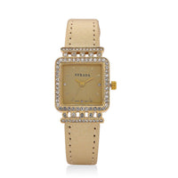 Strada Austrian Crystal Japanese Movement Watch with Black Faux Leather Strap