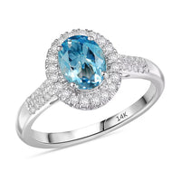 Certified & Appraised Luxoro AAA Santa Maria Aquamarine and G-H I2 Diamond 1.40 ctw Ring in 14K White Gold