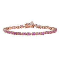 D'Joy Ilakaka Hot Pink Sapphire (FF) and Moissanite 8.35 ctw Bracelet in 18K Vermeil Rose Gold Over Sterling Silv (7.25 In)