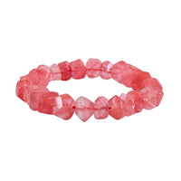 Faceted Freeform Cherry Quartz 118.10 ctw Stretch Bracelet (6-7In)
