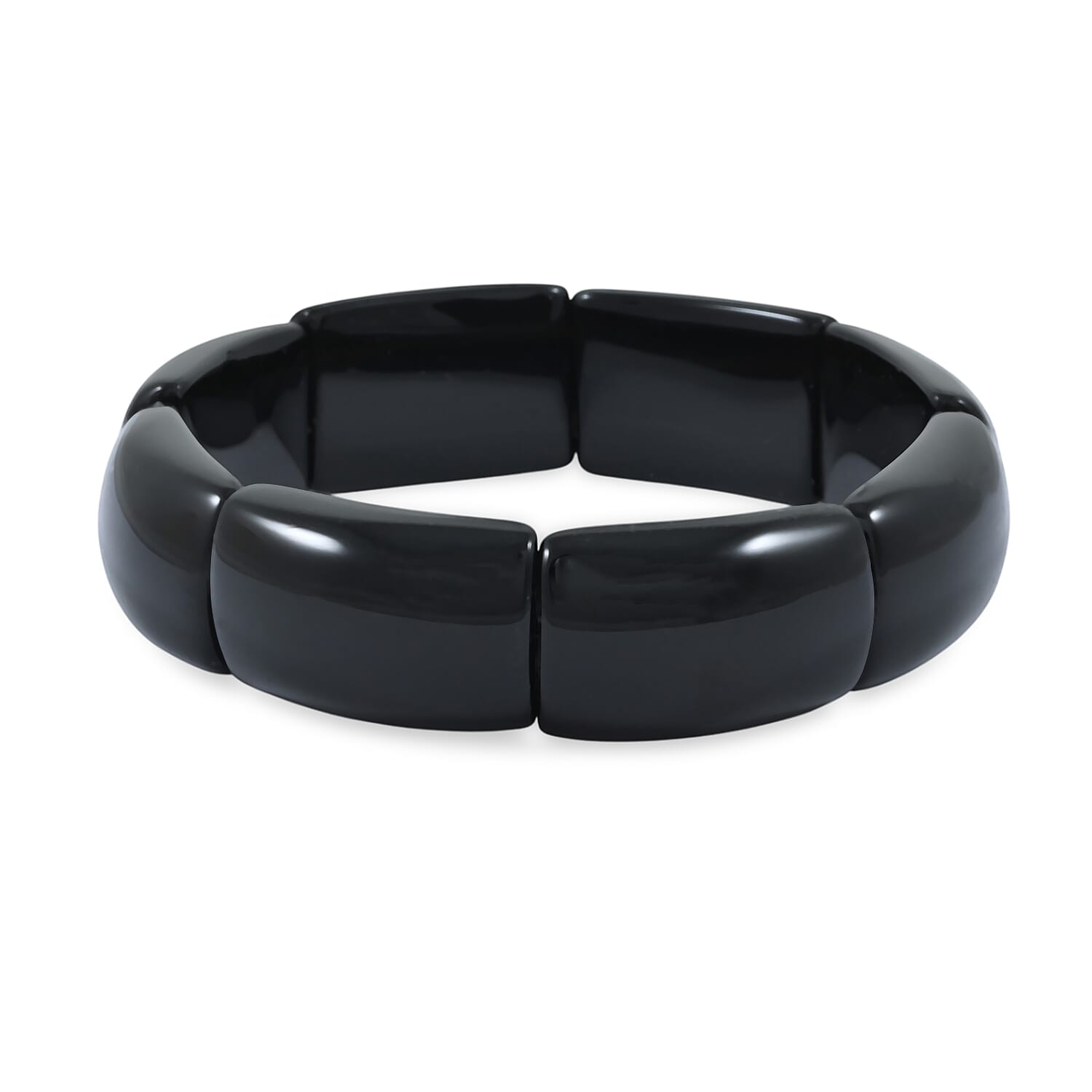 Black Obsidian 238.25 ctw Bridge Stretch Bracelet (6-7In)
