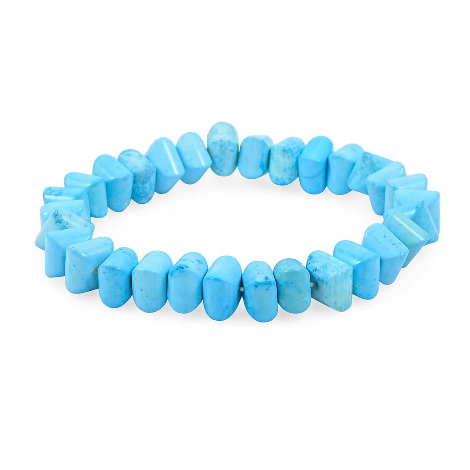 Magnesite Turquoise 122.50 ctw Faceted Pumpkin Stretch Bracelet (6-7In)