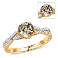 D'Joy AAA Turkizite and White Zircon 1.30 ctw Infinity Ring in 18K Vermeil Yellow Gold Over Sterling Silver (Size 10.0)