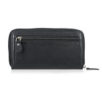 Livmore Black Genuine Leather Womens Wallet with Front Flap Closure