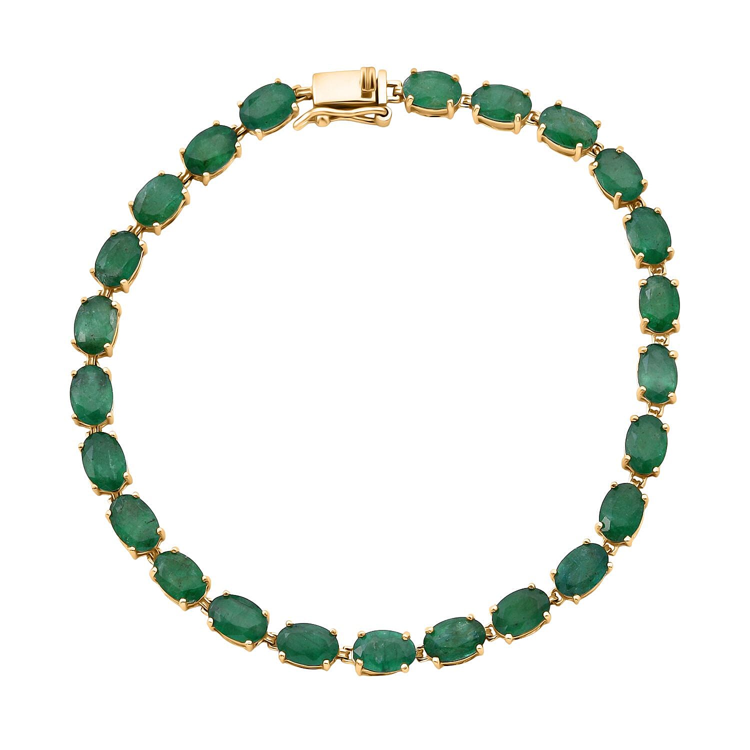 Luxoro 10K Yellow Gold AAA Kagem Zambian Emerald Vine Bracelet (6.50 In) 8.40 ctw