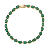 Luxoro 10K Yellow Gold AAA Kagem Zambian Emerald Vine Bracelet (6.50 In) 8.40 ctw