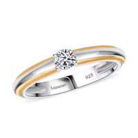 Luxuriant Lab Grown Diamond G-H SI 0.25 ctw Ring in 18K Vermeil YG and Rhodium Over Sterling Silver
