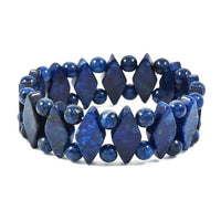 Blue Lapis Lazuli 164.95 ctw Kiwi Plain Princess Stretch Bracelet (6-7In)
