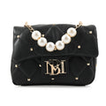 Badgley Mischka Black Quilted Vegan Leather Pearl Crossbody Bag (8x5.5x4.8") Black - Sticky add to cart bar