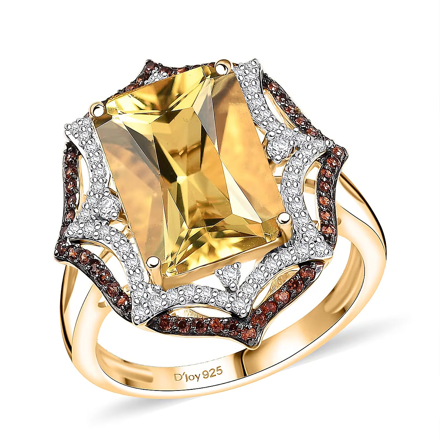 D'Joy Yellow Labradorite, Multi Gemstone Celestial Ring in 18K Vermeil YG Over Sterling Silver (Size 10.0) 7.40 ctw