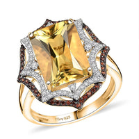 D'Joy Yellow Labradorite, Multi Gemstone Celestial Ring in 18K Vermeil YG Over Sterling Silver (Size 10.0) 7.40 ctw