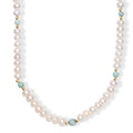Freshwater Pearl and Larimar 10.00 ctw Necklace 18 Inches in 18K Vermeil Yellow Gold Over Sterling Silver - Sticky add to cart bar