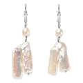 Freshwater Pearl Lever Back Earrings in Rhodium Over Sterling Silver - Sticky add to cart bar