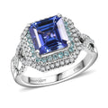 Rhapsody 950 Platinum AAAA Tanzanite, Paraiba Tourmaline and Diamond (E-F, VS) Ring (Size 6) 3.30 ctw - Sticky add to cart bar