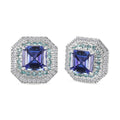 Rhapsody AAAA Tanzanite, Paraiba Tourmaline and E-F VS Diamond 2.94 ctw Midnight Deco Stud Earrings in 950 Platinum (Del. In 10-12 Days) - Sticky add to cart bar