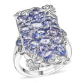 Tanzanite 4.85 ctw Art Deco Ring in Rhodium Over Sterling Silver (Size 10.0) - Sticky add to cart bar