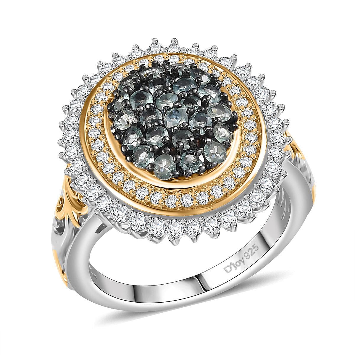 D'Joy Narsipatnam Alexandrite, Moissanite Ring in 18K Vermeil YG and Rhodium Over Sterling Silver (Size 10.0) 1.65 ctw