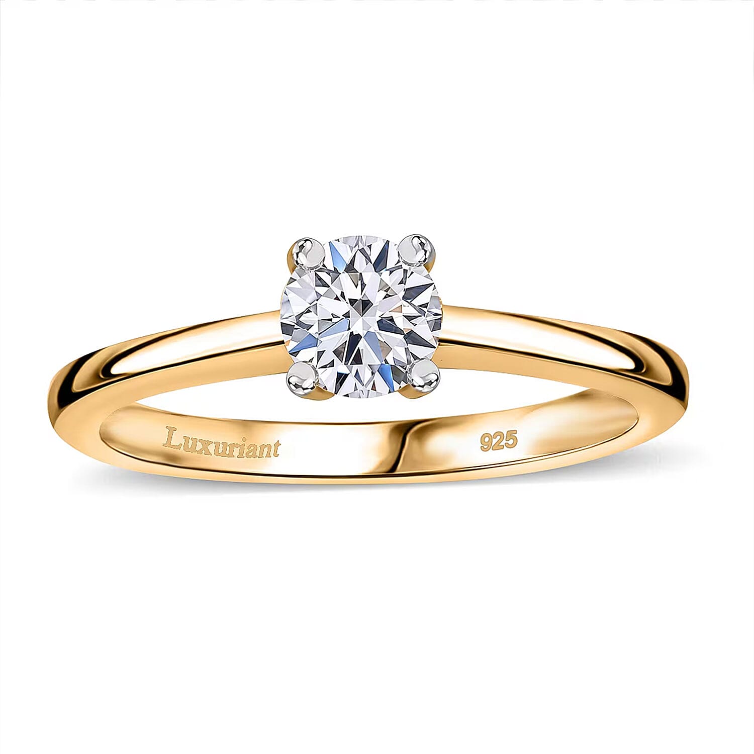 Luxuriant Lab Grown Diamond E-F VS 1.00 ctw Solitaire Ring in 18K Vermeil Yellow Gold Over Sterling Silver (Size 10.0)