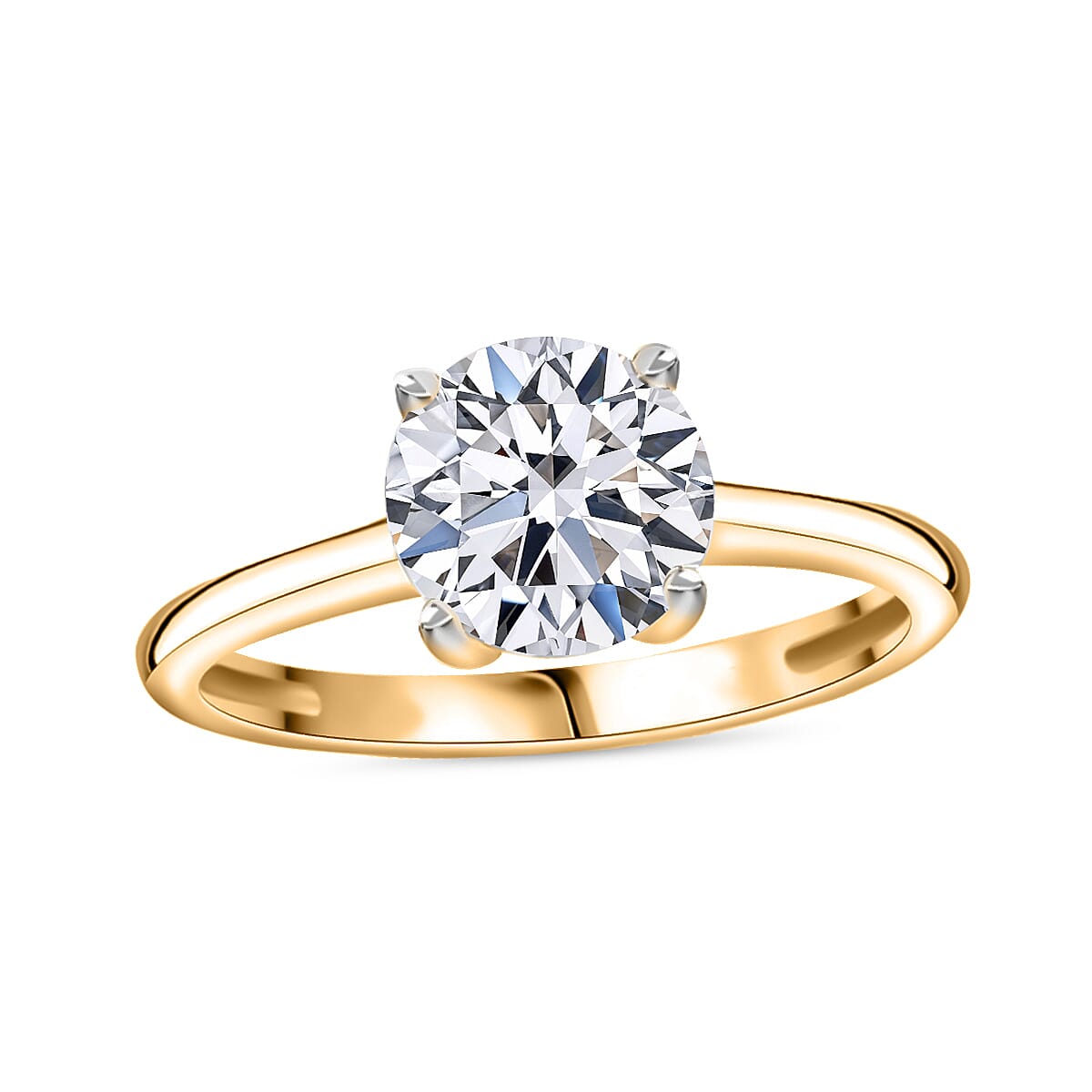 IGI Certified Luxuriant Lab Grown Diamond E-F VS 1.00 ctw Solitaire Ring in 18K Vermeil Yellow Gold Over Sterling Silver (Size 10.5)