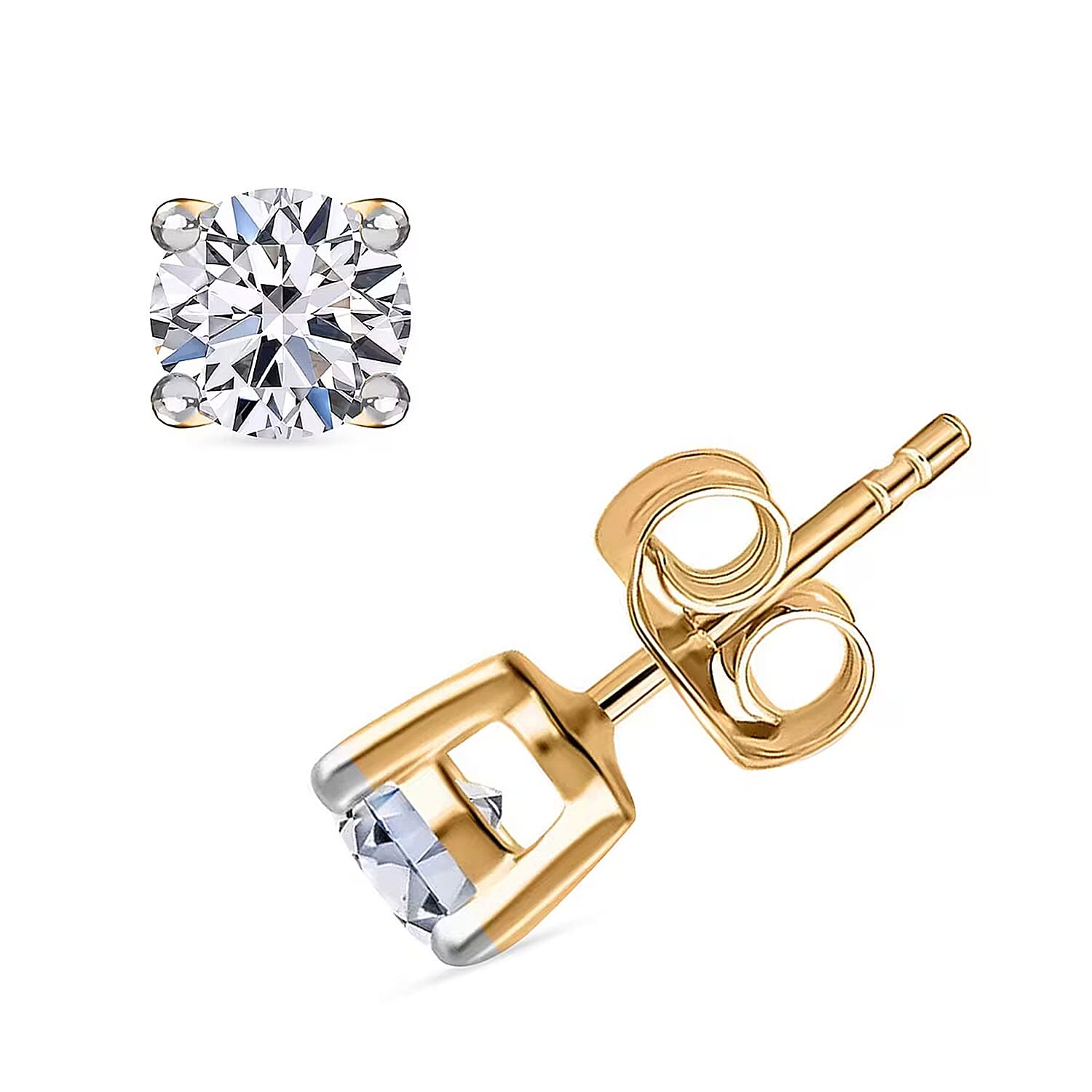 IGI Certified Luxuriant Lab Grown Diamond E-F VS Solitaire Stud Earrings in 14K Yellow Gold 4.00 ctw